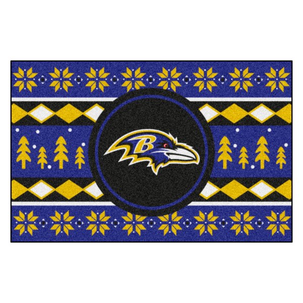 FanMats® - "Holiday Sweater" Baltimore Ravens 19" x 30" Nylon Face Starter Mat with "Raven" Logo &