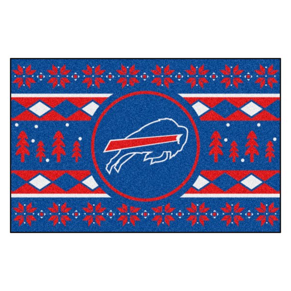 FanMats® - "Holiday Sweater" Buffalo Bills 19" x 30" Nylon Face Starter Mat with "Buffalo" Logo &
