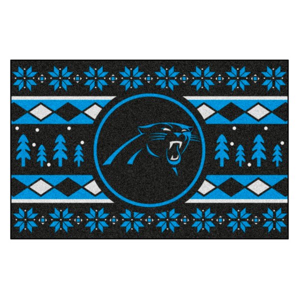 FanMats® - "Holiday Sweater" Carolina Panthers 19" x 30" Nylon Face Starter Mat with "Panther" Logo &