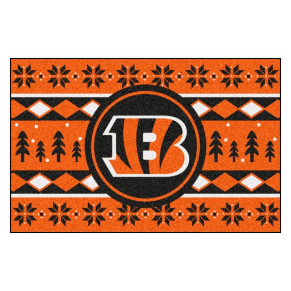 FanMats® - "Holiday Sweater" Cincinnati Bengals 19" x 30" Nylon Face Starter Mat with "Striped B" Logo &