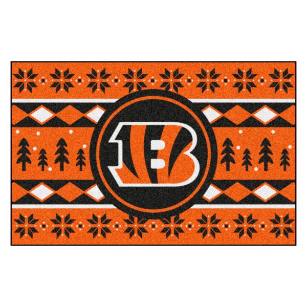 FanMats® - "Holiday Sweater" Cincinnati Bengals 19" x 30" Nylon Face Starter Mat with "Striped B" Logo &