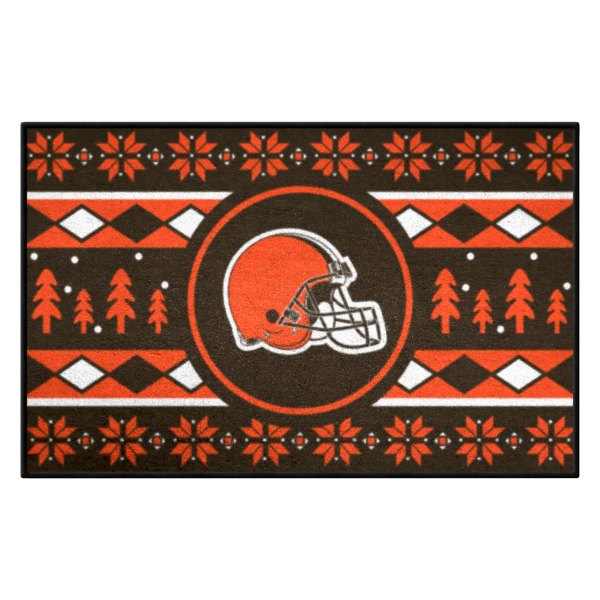 FanMats® - "Holiday Sweater" Cleveland Browns 19" x 30" Nylon Face Starter Mat with "Browns Helmet" Logo &