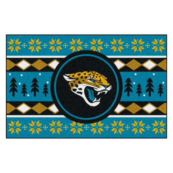 FanMats® - "Holiday Sweater" Jacksonville Jaguars 19" x 30" Nylon Face Starter Mat with "Jaguar" Logo &