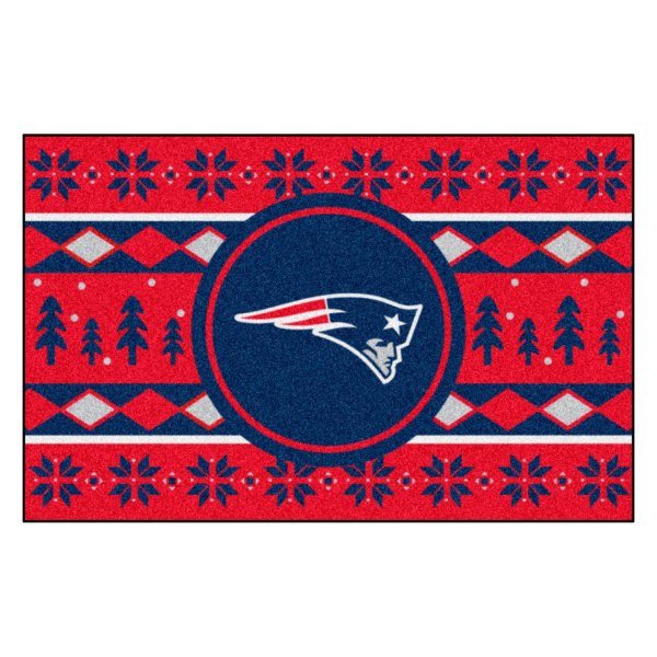 FanMats® - "Holiday Sweater" New England Patriots 19" x 30" Nylon Face Starter Mat with "Patriot" Logo &