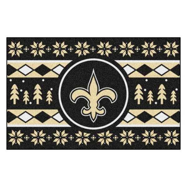 FanMats® - "Holiday Sweater" New Orleans Saints 19" x 30" Nylon Face Starter Mat with "Fluer-De-Lis" Logo &