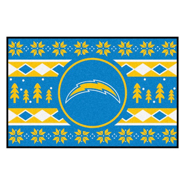 FanMats® - "Holiday Sweater" Los Angeles Chargers 19" x 30" Nylon Face Starter Mat with "Lightening Bolt" Logo &