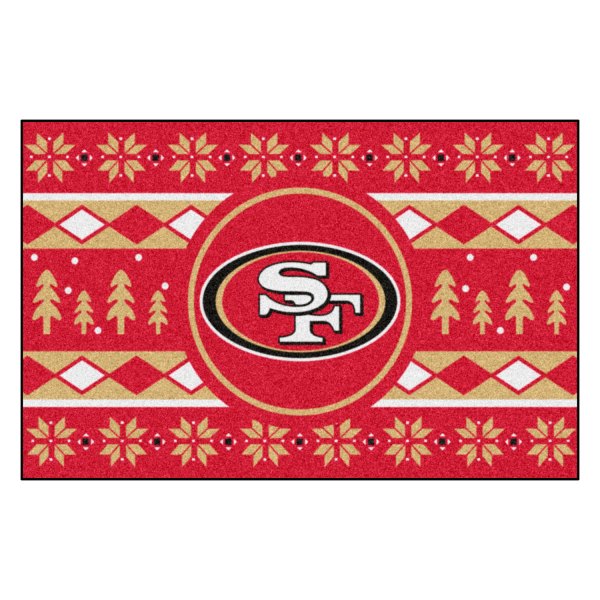 FanMats® - "Holiday Sweater" San Francisco 49ers 19" x 30" Nylon Face Starter Mat with "Oval 49ers" Logo &