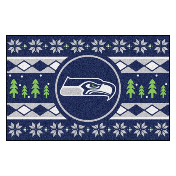 FanMats® - "Holiday Sweater" Seattle Seahawks 19" x 30" Nylon Face Starter Mat with "Seahawk" Logo &