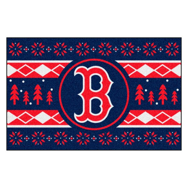 FanMats® - "Holiday Sweater" Boston Red Sox 19" x 30" Nylon Face Starter Mat with "B" Logo &