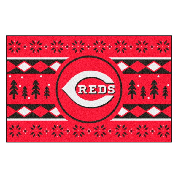 FanMats® - "Holiday Sweater" Cincinnati Reds 19" x 30" Nylon Face Starter Mat with "C Reds" Logo &