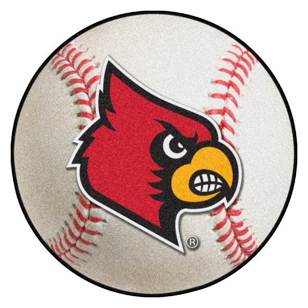 FanMats® - University of Louisville 27" Dia Nylon Face Baseball Ball Floor Mat with "Cardinal" Logo