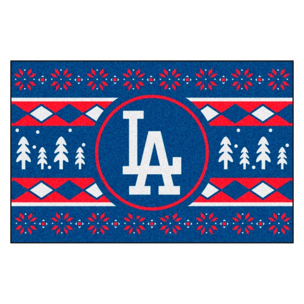 FanMats® - "Holiday Sweater" Los Angeles Dodgers 19" x 30" Nylon Face Starter Mat with "LA" Logo &
