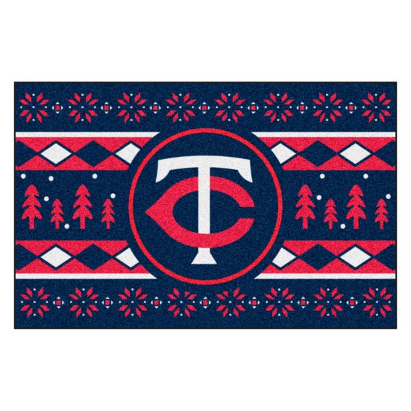 FanMats® - "Holiday Sweater" Minnesota Twins 19" x 30" Nylon Face Starter Mat with "TC" Logo &