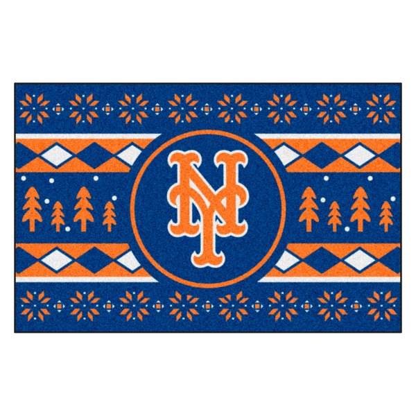 FanMats® - "Holiday Sweater" New York Mets 19" x 30" Nylon Face Starter Mat with "NY" Logo &