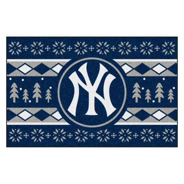 FanMats® - "Holiday Sweater" New York Yankees 19" x 30" Nylon Face Starter Mat with "NY" Logo &