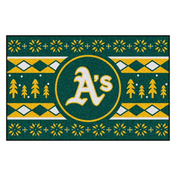 FanMats® - "Holiday Sweater" Oakland Athletics 19" x 30" Nylon Face Starter Mat with "Circular Oakland Athletics with A" Logo