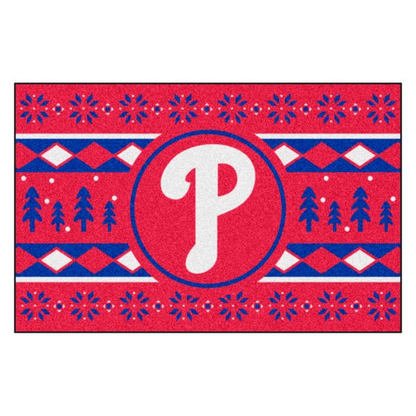 FanMats® - "Holiday Sweater" Philadelphia Phillies 19" x 30" Nylon Face Starter Mat with "P" Logo &