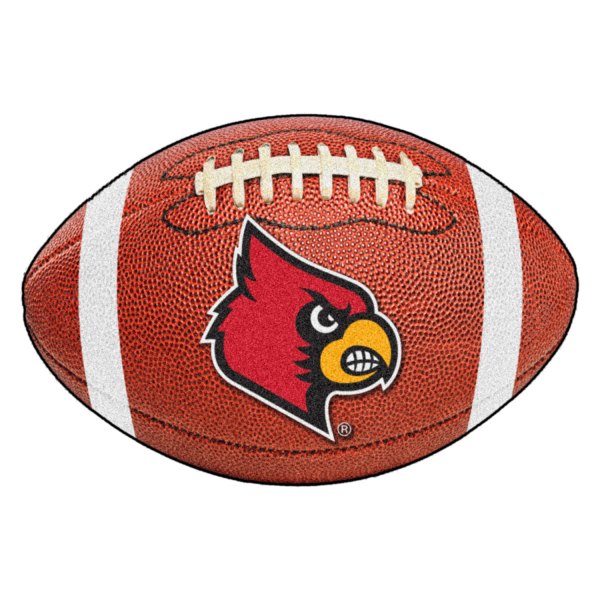 FanMats® - University of Louisville 20.5" x 32.5" Nylon Face Football Ball Floor Mat with "Cardinal" Logo