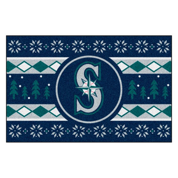 FanMats® - "Holiday Sweater" Seattle Mariners 19" x 30" Nylon Face Starter Mat with "S with Compass" Logo &
