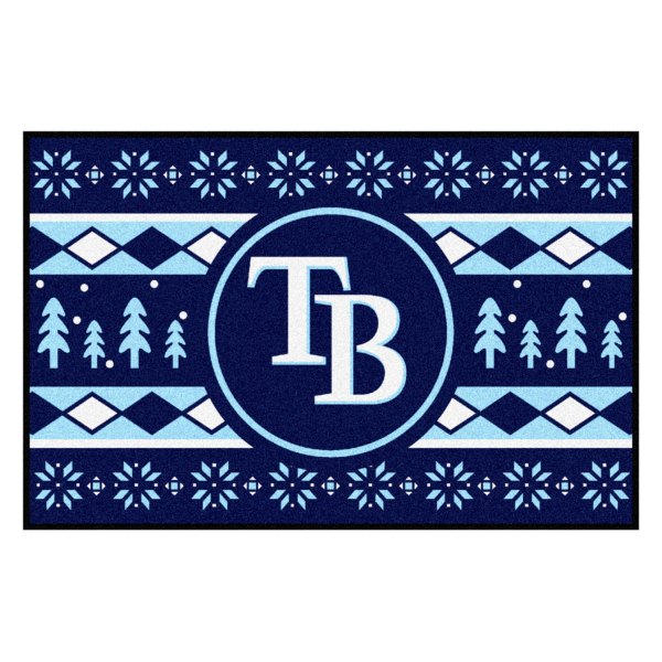 FanMats® - "Holiday Sweater" Tampa Bay Rays 19" x 30" Nylon Face Starter Mat with "Rays" Wordmark &