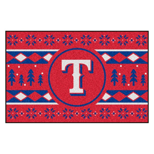 FanMats® - "Holiday Sweater" Texas Rangers 19" x 30" Nylon Face Starter Mat with "Circular Teaxas Rangers, Baseball & T" Logo &