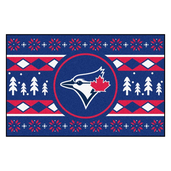 FanMats® - "Holiday Sweater" Toronto Blue Jays 19" x 30" Nylon Face Starter Mat with "Circular Toronto Blue Jays & Blue Jay" Logo &