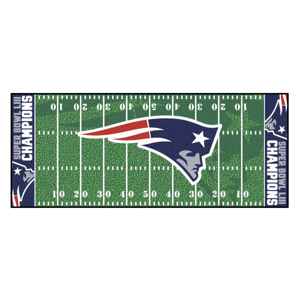 FanMats® - New England Patriots 30" x 72" Nylon Face Football Field Runner Mat with "Super Bowl LIII Champions" Logo