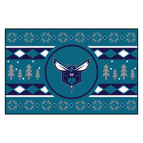 FanMats® - "Holiday Sweater" Charlotte Hornets 19" x 30" Nylon Face Starter Mat with "Hornet with Wordmark" Logo