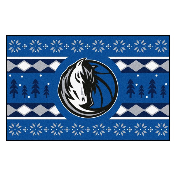 FanMats® - "Holiday Sweater" Dallas Mavericks 19" x 30" Nylon Face Starter Mat with "Maverick & Basketball" Logo