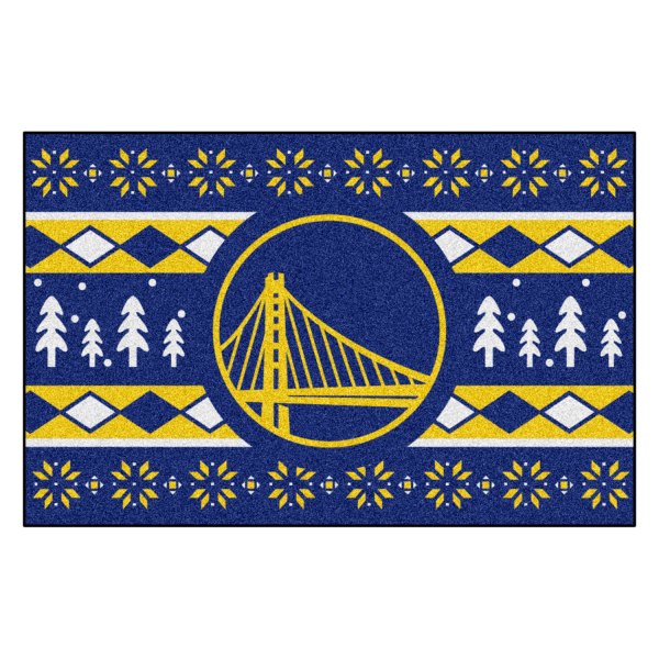FanMats® - "Holiday Sweater" Golden State Warriors 19" x 30" Nylon Face Starter Mat with "Circular Golden Gate" Logo