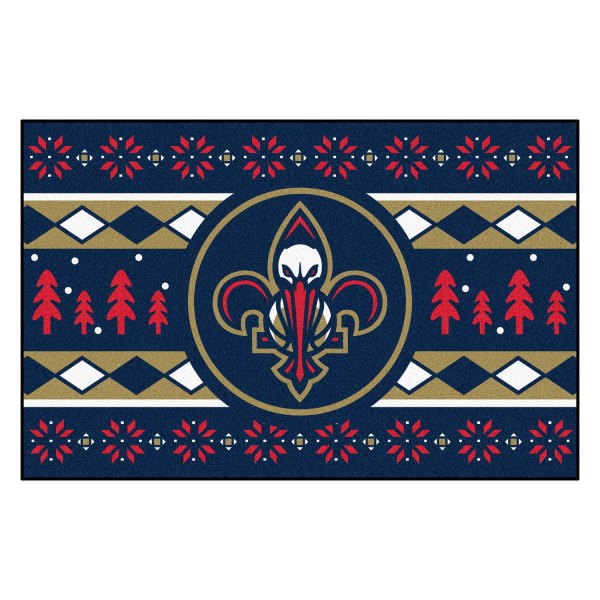 FanMats® - "Holiday Sweater" New Orleans Pelicans 19" x 30" Nylon Face Starter Mat with "Fluer-de-lis Pelican" Secondary Logo