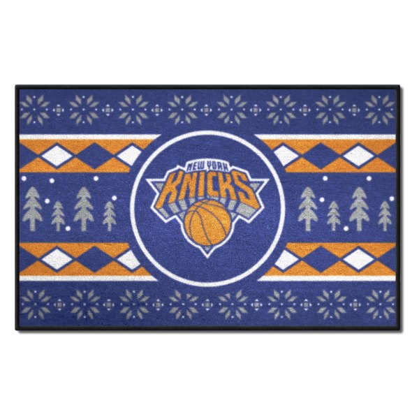 FanMats® - "Holiday Sweater" New York Knicks 19" x 30" Nylon Face Starter Mat with "New York Knicks Icon" Logo