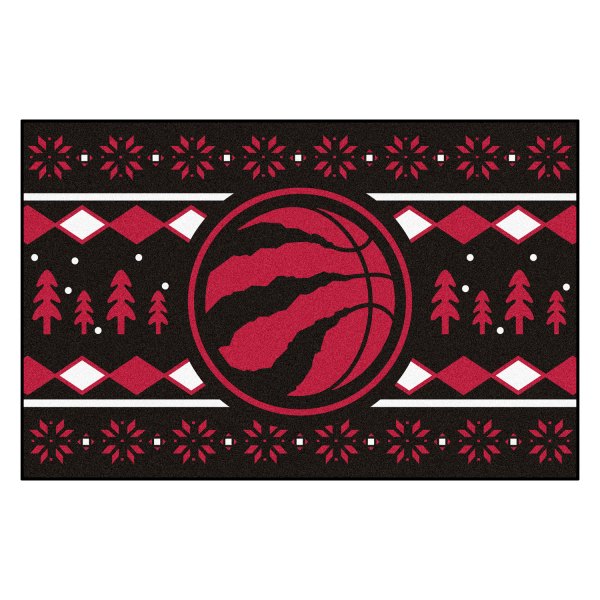 FanMats® - "Holiday Sweater" Toronto Raptors 19" x 30" Nylon Face Starter Mat with "Circular Toronto Raptors with Clawed Basketball" Logo