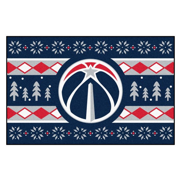 FanMats® - "Holiday Sweater" Washington Wizards 19" x 30" Nylon Face Starter Mat with "Star Basketball" Primary Logo