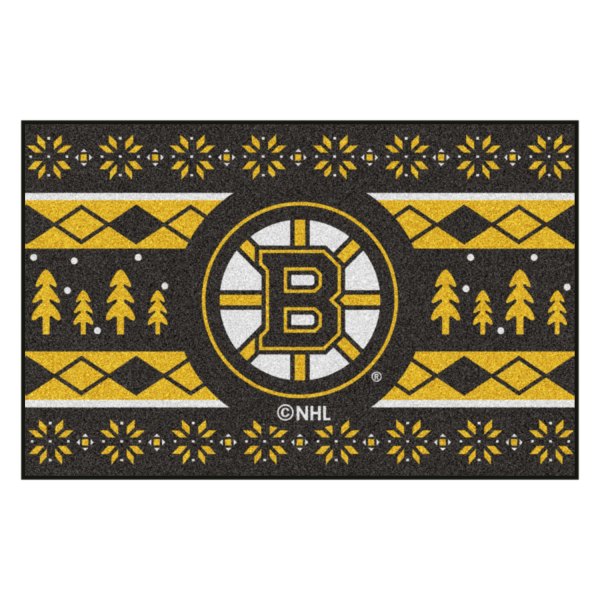FanMats® - "Holiday Sweater" Boston Bruins 19" x 30" Nylon Face Starter Mat with "Spoked-B" Logo &