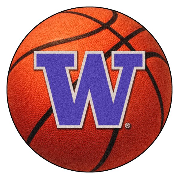 FanMats® - University of Washington 27" Dia Nylon Face Basketball Ball Floor Mat with "W" Logo