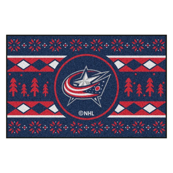FanMats® - "Holiday Sweater" Columbus Blue Jackets 19" x 30" Nylon Face Starter Mat with "Star Flag" Logo &