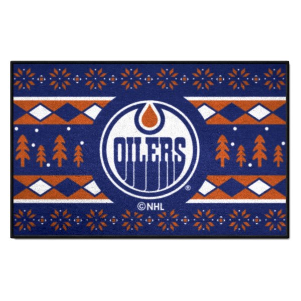 FanMats® - "Holiday Sweater" Edmonton Oilers 19" x 30" Nylon Face Starter Mat with "Circle Oilers" Logo &