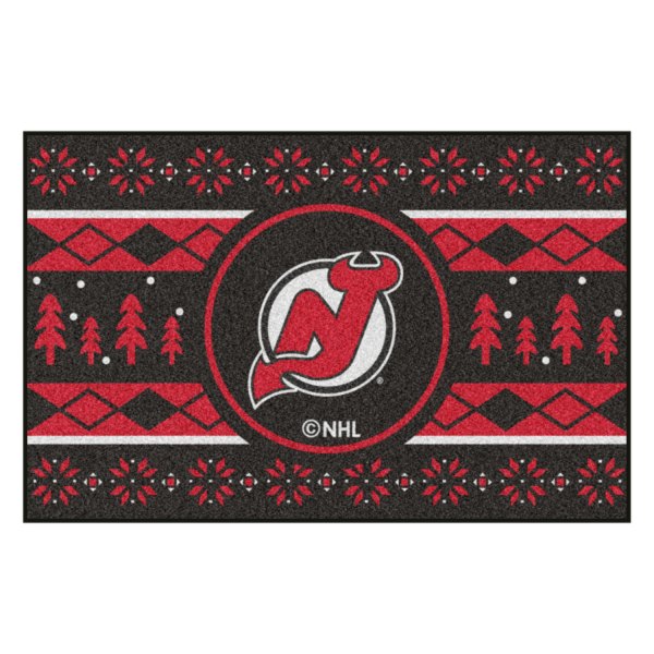 FanMats® - "Holiday Sweater" New Jersey Devils 19" x 30" Nylon Face Starter Mat with "NJ Devil Horn" Logo &