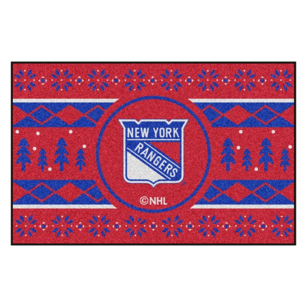FanMats® - "Holiday Sweater" New York Rangers 19" x 30" Nylon Face Starter Mat with "New York Rangers Shield" Logo &