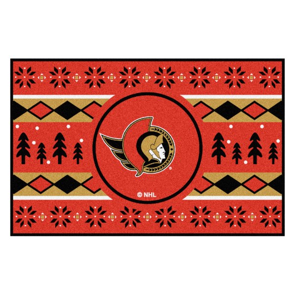FanMats® - "Holiday Sweater" Ottawa Senators 19" x 30" Nylon Face Starter Mat with "Senator" Logo &
