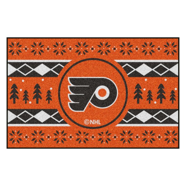 FanMats® - "Holiday Sweater" Philadelphia Flyers 19" x 30" Nylon Face Starter Mat with "P" Logo &