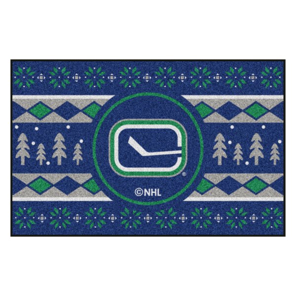 FanMats® - "Holiday Sweater" Vancouver Canucks 19" x 30" Nylon Face Starter Mat with "Jumping Orca" Logo &