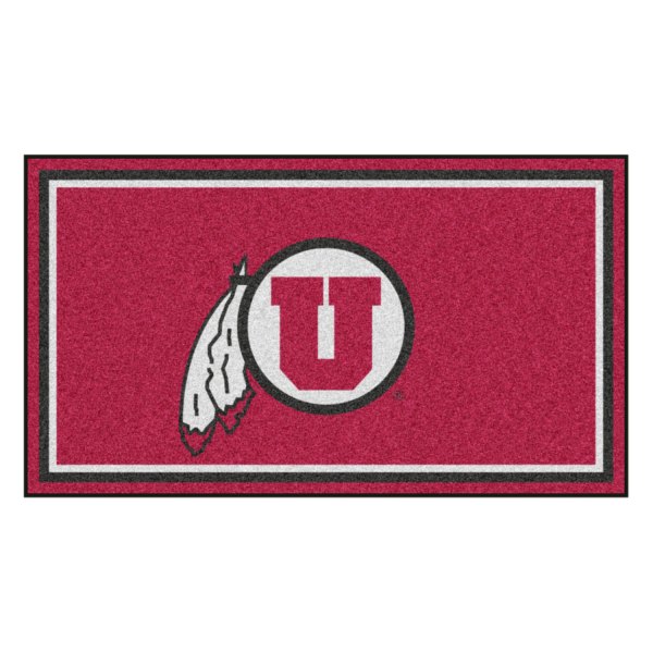 FanMats® - University of Utah 36" x 60" Nylon Face Plush Floor Rug with "Circle U and Feathers" Logo and Wordmark