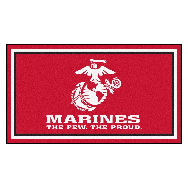 FanMats® - U.S. Marines 36" x 60" Red Nylon Face Plush Floor Rug with "Marines" Official Logo