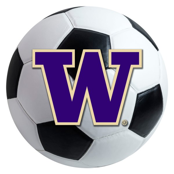 FanMats® - University of Washington 27" Dia Nylon Face Soccer Ball Floor Mat with "W" Logo