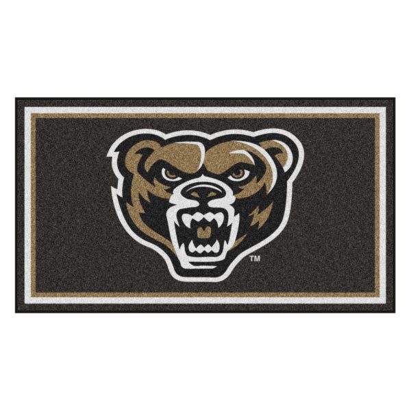 FanMats® - Oakland University 36" x 60" Nylon Face Plush Floor Rug with "Grizzly Bear Head" Logo