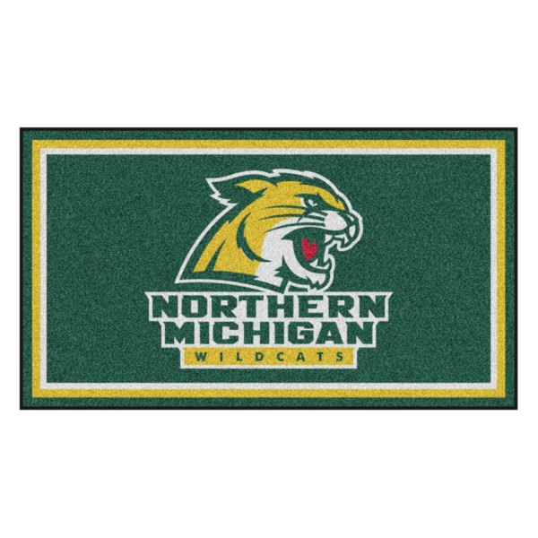 FanMats® - Northern Michigan University 36" x 60" Nylon Face Plush Floor Rug with "Wildcat Head" Logo and Wordmark