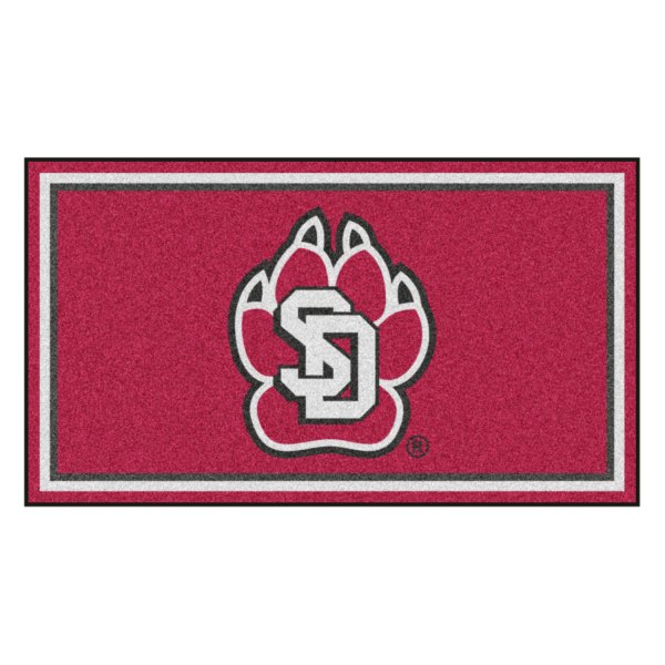 FanMats® - University of South Dakota 36" x 60" Nylon Face Plush Floor Rug with "Coyote Paw Printand SD" Logo
