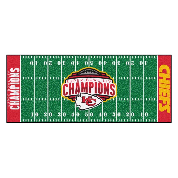 FanMats® - Kansas City Chiefs 30" x 72" Nylon Face Football Field Runner Mat with "Super Bowl LIV Champions" Logo